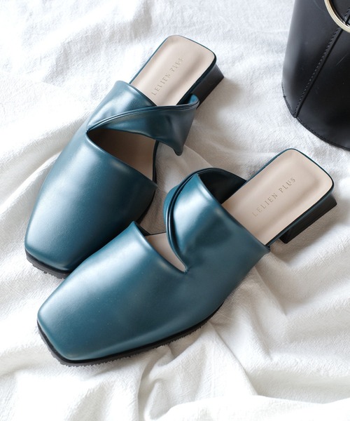 AmiAmi（アミアミ）の「スクエアトゥカットアウトミュール（サンダル・レディース・アイボリー/ブルーグリーン/ブラック・M/S/LL/L）」の19枚目の写真