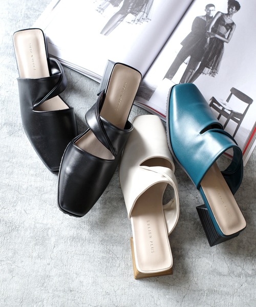 AmiAmi（アミアミ）の「スクエアトゥカットアウトミュール（サンダル・レディース・アイボリー/ブルーグリーン/ブラック・M/S/LL/L）」の21枚目の写真