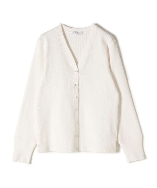 SHIPS Days(シップスデイズ)の「SHIPS Days:ジャージーリブVネックカーディガン(カーディガン/ボレロ・レディース・ブラック/オフホワイト/イエロー系その他・ONE SIZE)」の2枚目の写真