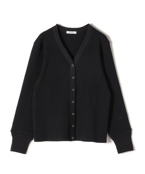 SHIPS Days(シップスデイズ)の「SHIPS Days:ジャージーリブVネックカーディガン(カーディガン/ボレロ・レディース・ブラック/オフホワイト/イエロー系その他・ONE SIZE)」の1枚目の写真