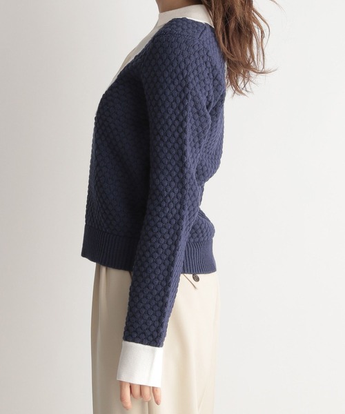 Andemiu（アンデミュウ）の「スキッパーニット267670（ニット/セーター・レディース・ライトベージュ/ネイビー/オレンジ・FREE）」の7枚目の写真