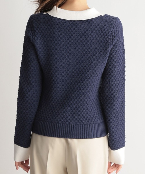 Andemiu（アンデミュウ）の「スキッパーニット267670（ニット/セーター・レディース・ライトベージュ/ネイビー/オレンジ・FREE）」の6枚目の写真