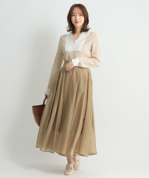 Andemiu（アンデミュウ）の「スキッパーニット267670（ニット/セーター・レディース・ライトベージュ/ネイビー/オレンジ・FREE）」の21枚目の写真