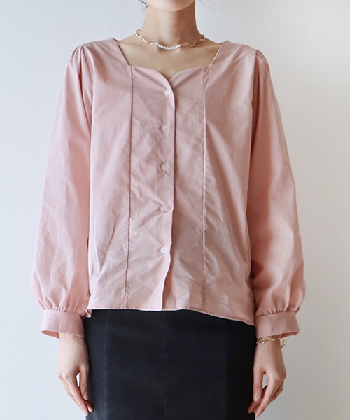 BLUEEAST（ブルーイースト）の「ハートネックブラウス（シャツ/ブラウス・レディース・ブラック/オフホワイト/ピンク/グレー/ラベンダー/ブルー/ベージュ・MEDIUM）」の21枚目の写真