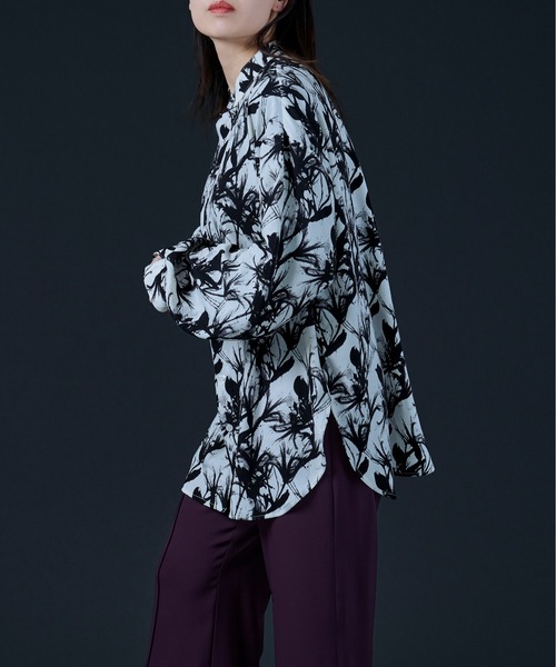 Ellno Loset（エルノロゼット）の「バンドカラー柄シャツ（シャツ/ブラウス・メンズ・ブラック/オフホワイト・MEDIUM/LARGE）」の10枚目の写真