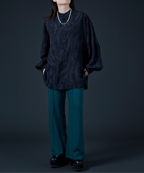 Ellno Loset（エルノロゼット）の「バンドカラー柄シャツ（シャツ/ブラウス・メンズ・ブラック/オフホワイト・MEDIUM/LARGE）」の17枚目の写真