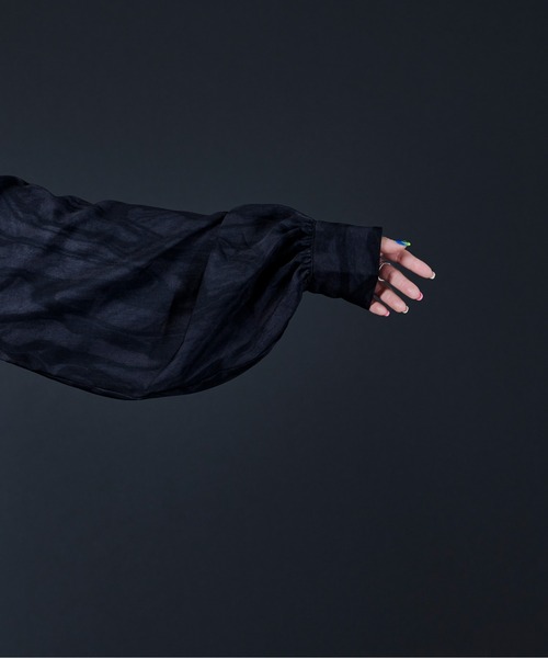 Ellno Loset（エルノロゼット）の「バンドカラー柄シャツ（シャツ/ブラウス・メンズ・ブラック/オフホワイト・MEDIUM/LARGE）」の20枚目の写真