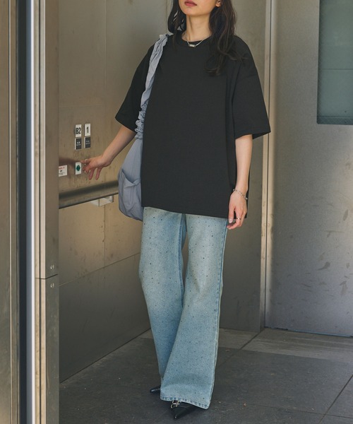 m$o ルーズカットソー 黒 KOEISTORE カットソー レディース 春 夏 春夏 トップス 黒