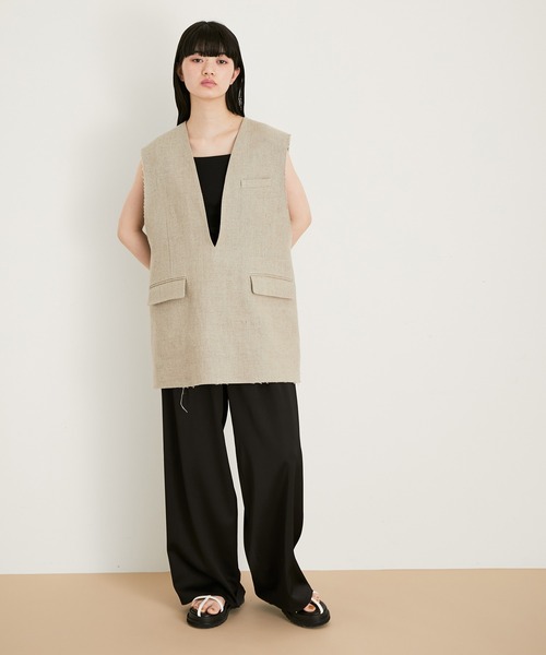 ADAM ET ROPE'(アダムエロペ)の「2タックワイドスラックス(スラックス・レディース・ホワイト/ブラック/クリーム・36/38)」の7枚目の写真