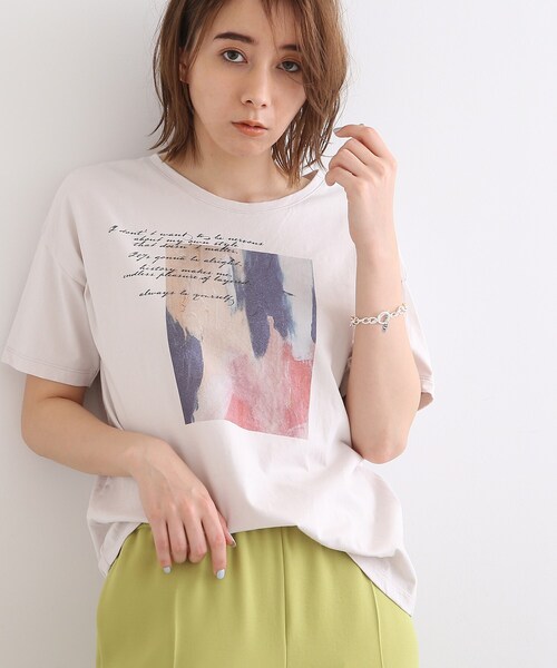 INDIVI（インディヴィ）の「◆【UVケア/接触冷感】カラーフォトTシャツ（Tシャツ/カットソー・レディース・ホワイト/チャコールグレー/ライトグリーン/ライトベージュ・38/34/13/19/05/15 ）」の3枚目の写真