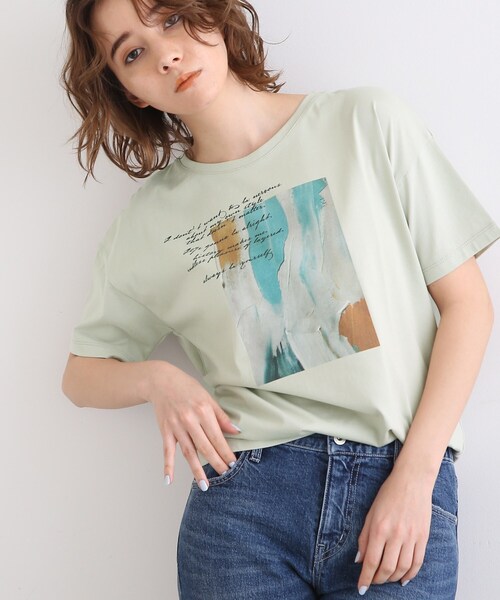 INDIVI（インディヴィ）の「◆【UVケア/接触冷感】カラーフォトTシャツ（Tシャツ/カットソー・レディース・ホワイト/チャコールグレー/ライトグリーン/ライトベージュ・38/34/13/19/05/15 ）」の4枚目の写真