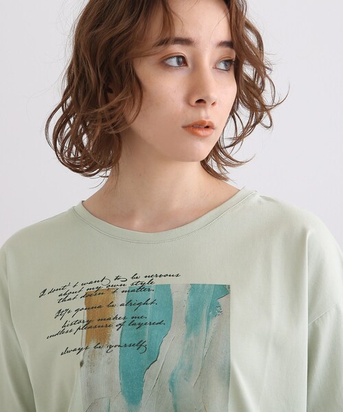 INDIVI（インディヴィ）の「◆【UVケア/接触冷感】カラーフォトTシャツ（Tシャツ/カットソー・レディース・ホワイト/チャコールグレー/ライトグリーン/ライトベージュ・38/34/13/19/05/15 ）」の9枚目の写真