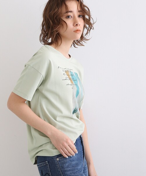 INDIVI（インディヴィ）の「◆【UVケア/接触冷感】カラーフォトTシャツ（Tシャツ/カットソー・レディース・ホワイト/チャコールグレー/ライトグリーン/ライトベージュ・38/34/13/19/05/15 ）」の14枚目の写真