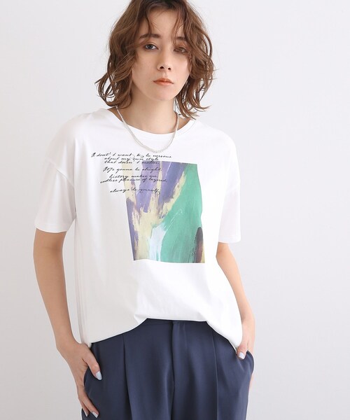 INDIVI（インディヴィ）の「◆【UVケア/接触冷感】カラーフォトTシャツ（Tシャツ/カットソー・レディース・ホワイト/チャコールグレー/ライトグリーン/ライトベージュ・38/34/13/19/05/15 ）」の16枚目の写真
