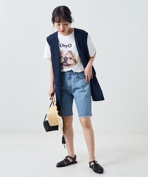 FREAK'S STORE(フリークスストア)の「ダメージデニムショーツ(デニムパンツ・レディース・サックスブルー/ブラック・SMALL/MEDIUM)」の9枚目の写真