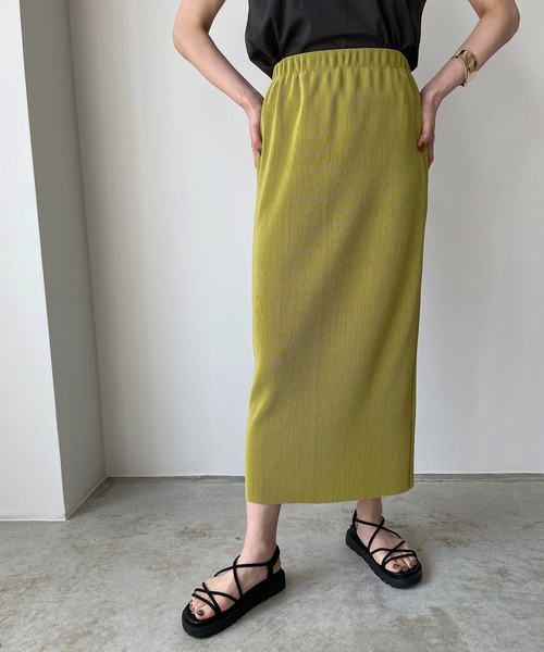 210nouve（トゥージュヌーブ）の「【セルフカット】カットプリーツロングスカート（スカート・レディース・グリーン/オレンジ/ブラック/アイボリー/カーキ/イエロー/ピンク/マスタード/ダークグリーン/ライム/ブルー/グレイッシュベージュ・FREE）」の5枚目の写真