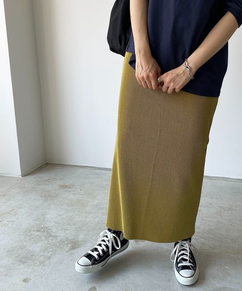 210nouve（トゥージュヌーブ）の「【セルフカット】カットプリーツロングスカート（スカート・レディース・グリーン/オレンジ/ブラック/アイボリー/カーキ/イエロー/ピンク/マスタード/ダークグリーン/ライム/ブルー/グレイッシュベージュ・FREE）」の10枚目の写真