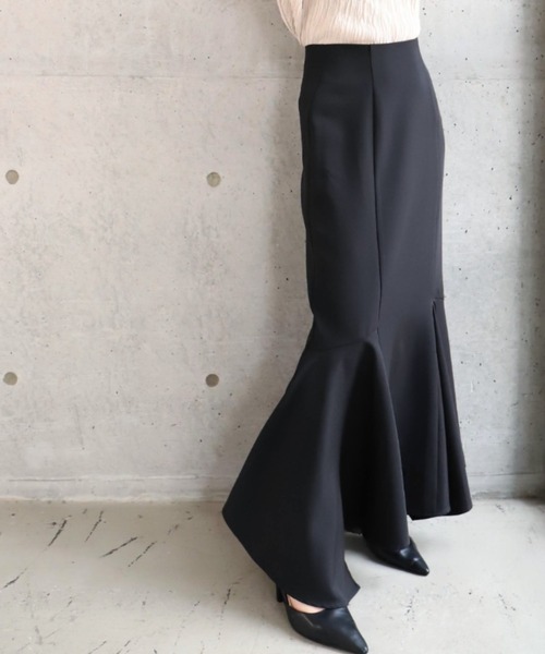moment+（モーメントプラス）の「カットジョーゼットアシメスリットマーメイドスカート（スカート・レディース・ブラック/アイボリー/グレイッシュベージュ・S/M/L）」の15枚目の写真