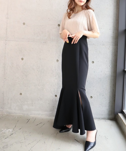 moment+（モーメントプラス）の「カットジョーゼットアシメスリットマーメイドスカート（スカート・レディース・ブラック/アイボリー/グレイッシュベージュ・S/M/L）」の20枚目の写真