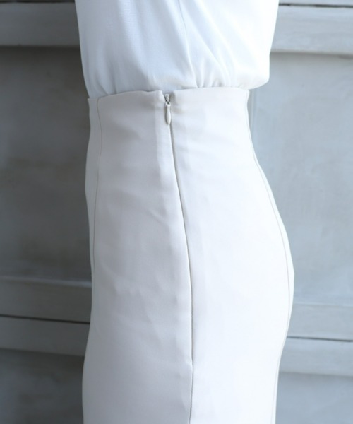 moment+（モーメントプラス）の「カットジョーゼットアシメスリットマーメイドスカート（スカート・レディース・ブラック/アイボリー/グレイッシュベージュ・S/M/L）」の4枚目の写真
