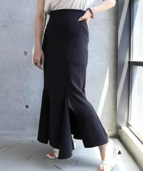 moment+（モーメントプラス）の「カットジョーゼットアシメスリットマーメイドスカート（スカート・レディース・ブラック/アイボリー/グレイッシュベージュ・S/M/L）」の21枚目の写真