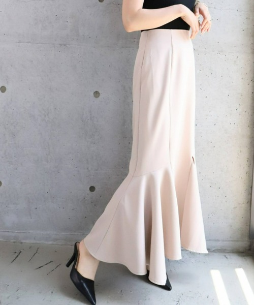 moment+（モーメントプラス）の「カットジョーゼットアシメスリットマーメイドスカート（スカート・レディース・ブラック/アイボリー/グレイッシュベージュ・S/M/L）」の13枚目の写真