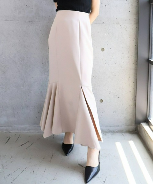 moment+（モーメントプラス）の「カットジョーゼットアシメスリットマーメイドスカート（スカート・レディース・ブラック/アイボリー/グレイッシュベージュ・S/M/L）」の18枚目の写真