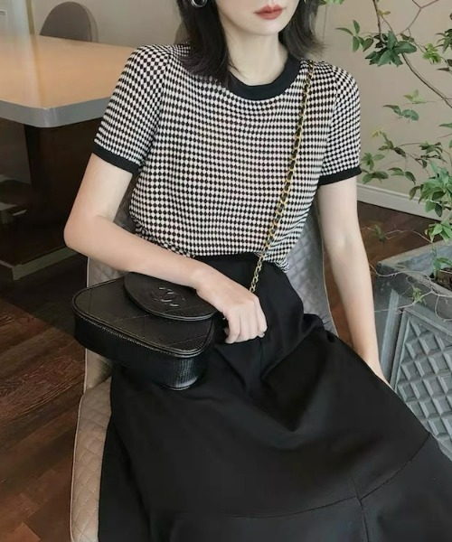 sakishimatokyo(サキシマトーキョー)の「ジャガードニット / サマーニット(ニット/セーター・レディース・ブラック/パープル/ブルー・FREE)」の4枚目の写真
