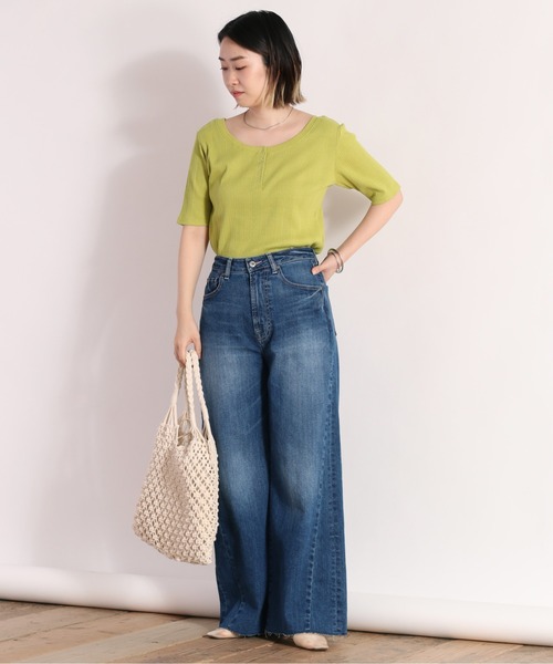 cepo（セポ）の「２ＷＡＹリブヘンリーＴｅｅ（Tシャツ/カットソー・レディース・ブラック/オフホワイト/グリーン・M）」の8枚目の写真