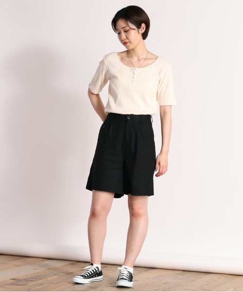 cepo（セポ）の「２ＷＡＹリブヘンリーＴｅｅ（Tシャツ/カットソー・レディース・ブラック/オフホワイト/グリーン・M）」の20枚目の写真