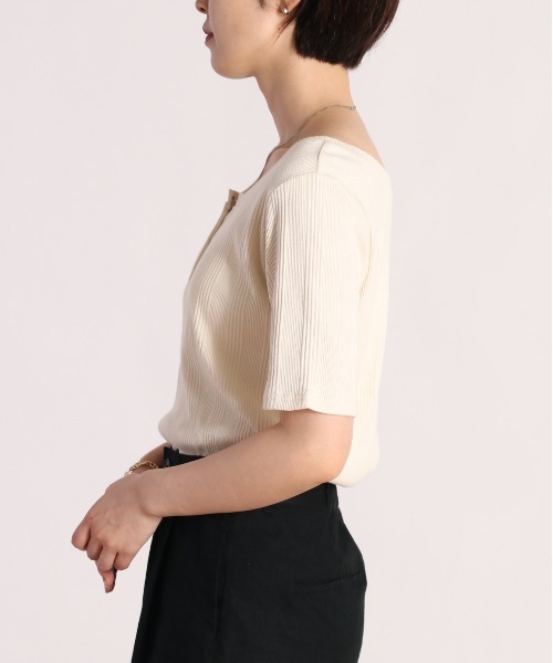 cepo（セポ）の「２ＷＡＹリブヘンリーＴｅｅ（Tシャツ/カットソー・レディース・ブラック/オフホワイト/グリーン・M）」の16枚目の写真