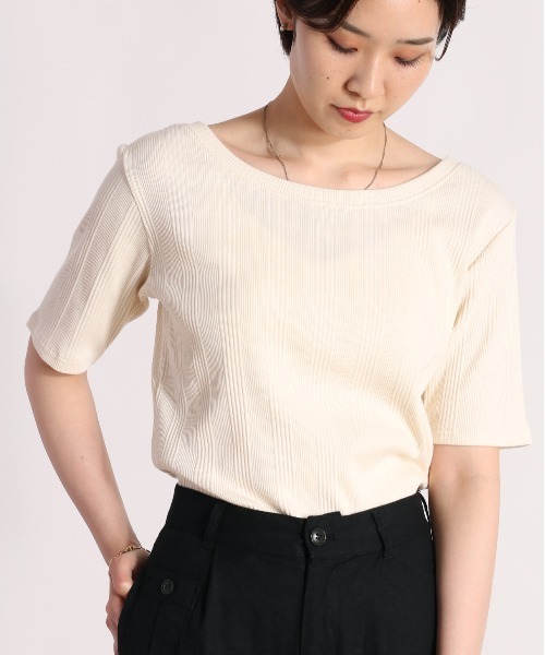 cepo（セポ）の「２ＷＡＹリブヘンリーＴｅｅ（Tシャツ/カットソー・レディース・ブラック/オフホワイト/グリーン・M）」の18枚目の写真