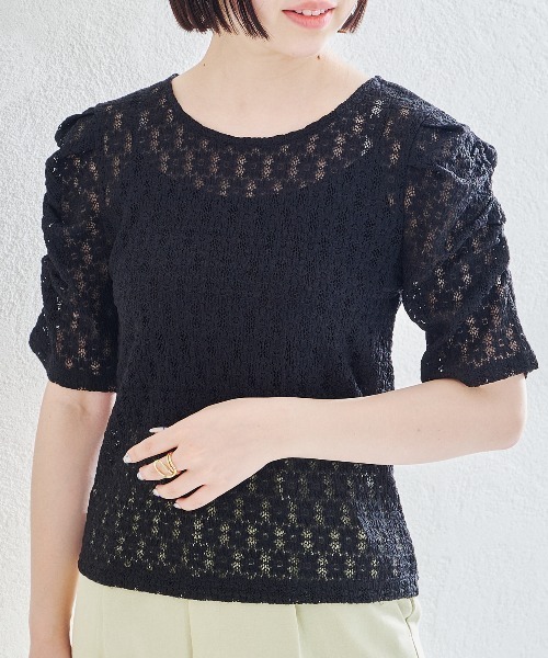 acro（アクロ）の「パワショルシアーレースカットソー/AC1413（Tシャツ/カットソー・レディース・ホワイト/ブラック/グリーン・ﾌﾘ-）」の11枚目の写真