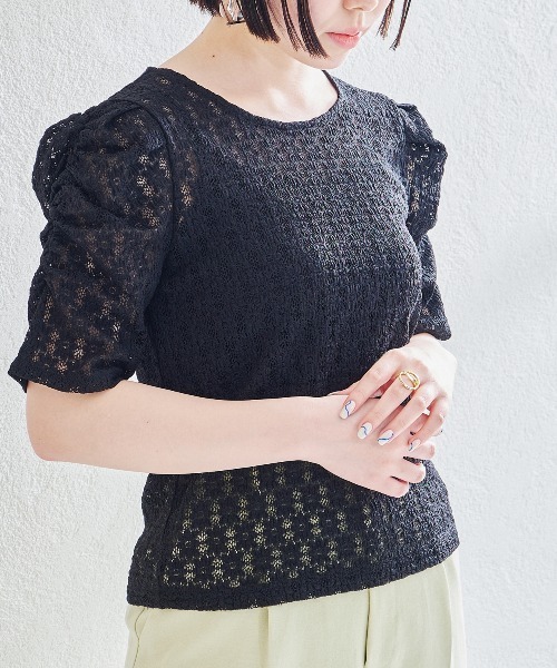 acro（アクロ）の「パワショルシアーレースカットソー/AC1413（Tシャツ/カットソー・レディース・ホワイト/ブラック/グリーン・ﾌﾘ-）」の15枚目の写真