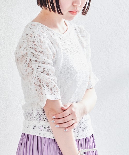 acro（アクロ）の「パワショルシアーレースカットソー/AC1413（Tシャツ/カットソー・レディース・ホワイト/ブラック/グリーン・ﾌﾘ-）」の12枚目の写真