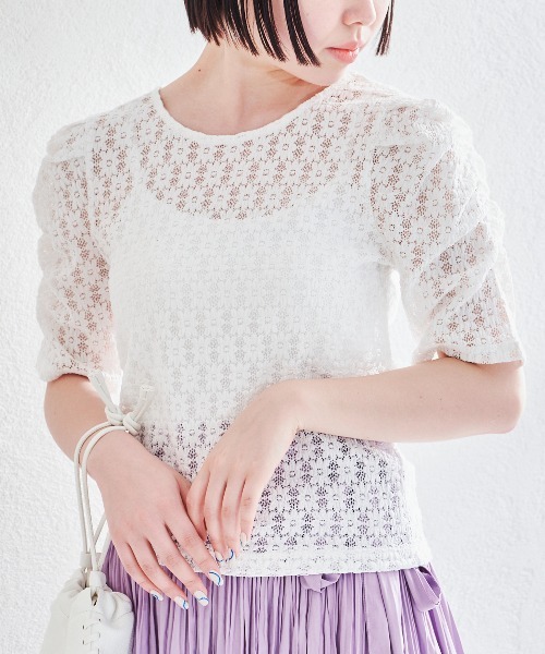 acro（アクロ）の「パワショルシアーレースカットソー/AC1413（Tシャツ/カットソー・レディース・ホワイト/ブラック/グリーン・ﾌﾘ-）」の13枚目の写真