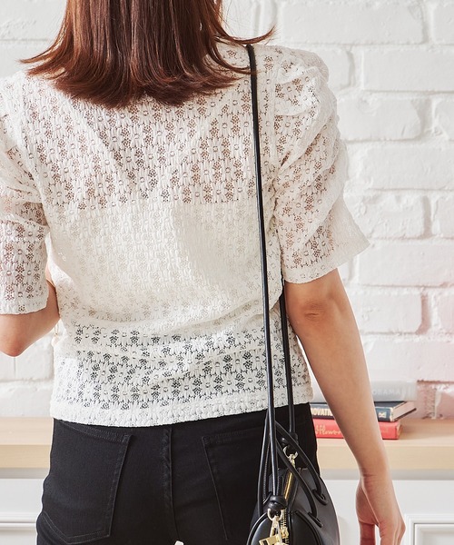 acro（アクロ）の「パワショルシアーレースカットソー/AC1413（Tシャツ/カットソー・レディース・ホワイト/ブラック/グリーン・ﾌﾘ-）」の9枚目の写真