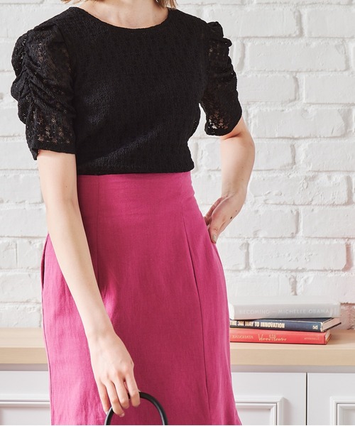 acro（アクロ）の「パワショルシアーレースカットソー/AC1413（Tシャツ/カットソー・レディース・ホワイト/ブラック/グリーン・ﾌﾘ-）」の7枚目の写真