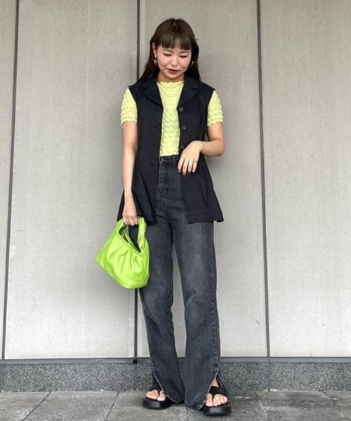 Ray BEAMS（レイビームス）の「Ray BEAMS / テーラードカラー ノースリーブ ブラウス（シャツ/ブラウス・レディース・ブラック/イエロー系その他5・ONE SIZE）」の12枚目の写真