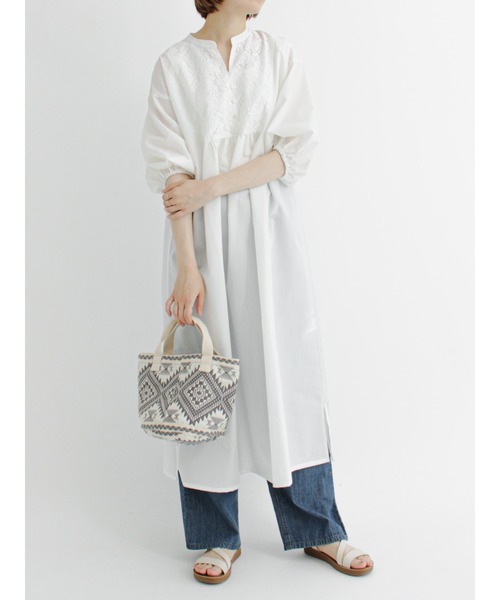 Samansa Mos2 blue（サマンサモスモスブルー）の「メッシュレースコンビワンピース（ワンピース・レディース・ブラック/オフホワイト/グリーン・ﾌﾘ-）」の2枚目の写真