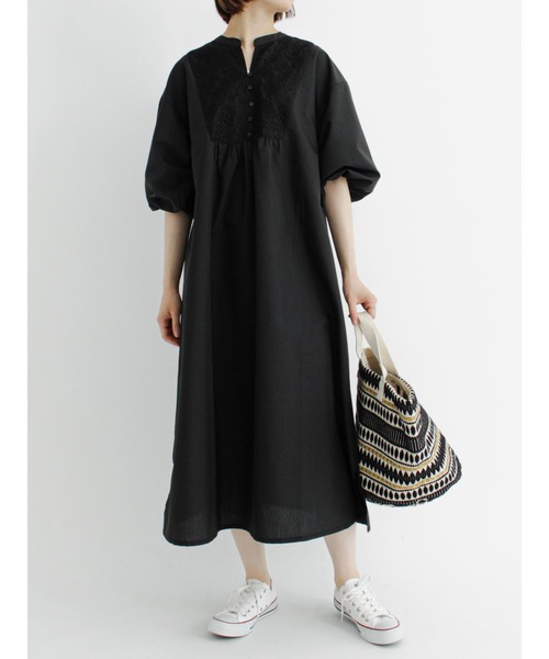 Samansa Mos2 blue（サマンサモスモスブルー）の「メッシュレースコンビワンピース（ワンピース・レディース・ブラック/オフホワイト/グリーン・ﾌﾘ-）」の12枚目の写真