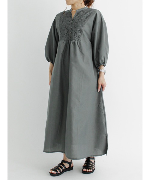 Samansa Mos2 blue（サマンサモスモスブルー）の「メッシュレースコンビワンピース（ワンピース・レディース・ブラック/オフホワイト/グリーン・ﾌﾘ-）」の11枚目の写真