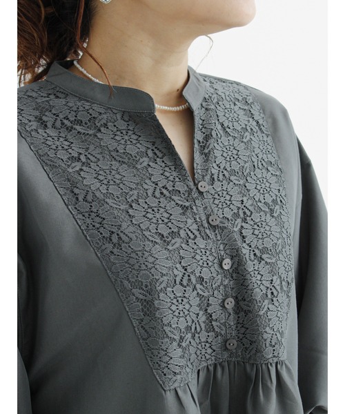 Samansa Mos2 blue（サマンサモスモスブルー）の「メッシュレースコンビワンピース（ワンピース・レディース・ブラック/オフホワイト/グリーン・ﾌﾘ-）」の6枚目の写真