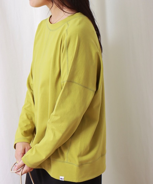 libelle more（リベル モア）の「USAコットン 天竺ドロップショルダー切替プルオーバー（Tシャツ/カットソー・レディース・チャコールグレー/ブラック/モスグリーン/グリーン系その他/ワイン/グレイッシュベージュ・M/L）」の5枚目の写真