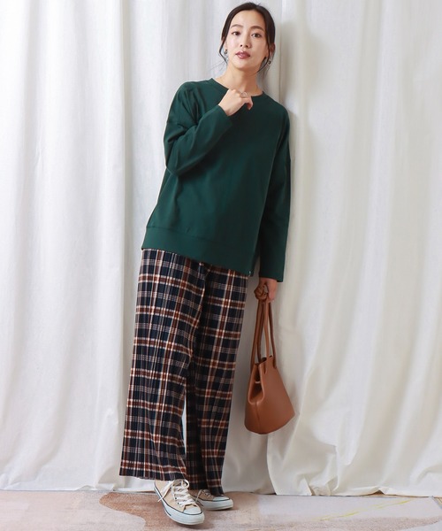 libelle more（リベル モア）の「USAコットン 天竺ドロップショルダー切替プルオーバー（Tシャツ/カットソー・レディース・チャコールグレー/ブラック/モスグリーン/グリーン系その他/ワイン/グレイッシュベージュ・M/L）」の19枚目の写真