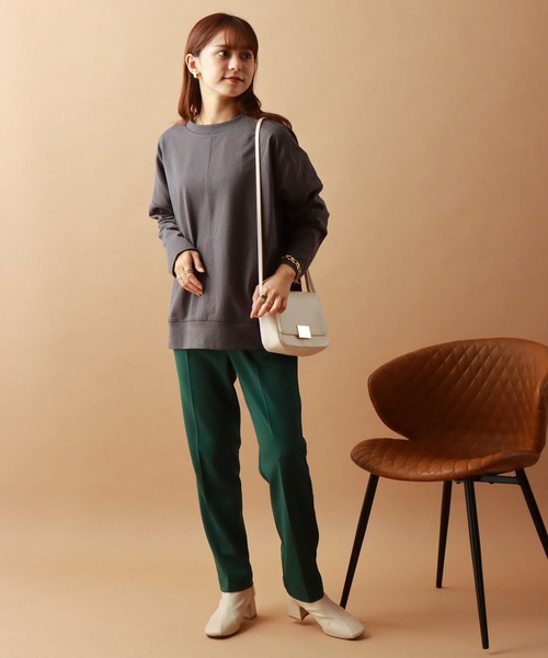 libelle more（リベル モア）の「USAコットン 天竺ドロップショルダー切替プルオーバー（Tシャツ/カットソー・レディース・チャコールグレー/ブラック/モスグリーン/グリーン系その他/ワイン/グレイッシュベージュ・M/L）」の13枚目の写真