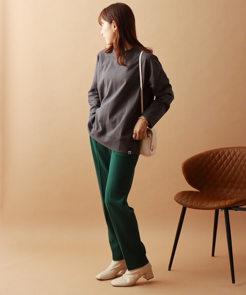 libelle more（リベル モア）の「USAコットン 天竺ドロップショルダー切替プルオーバー（Tシャツ/カットソー・レディース・チャコールグレー/ブラック/モスグリーン/グリーン系その他/ワイン/グレイッシュベージュ・M/L）」の15枚目の写真