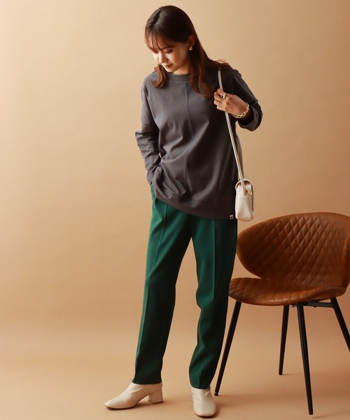 libelle more（リベル モア）の「USAコットン 天竺ドロップショルダー切替プルオーバー（Tシャツ/カットソー・レディース・チャコールグレー/ブラック/モスグリーン/グリーン系その他/ワイン/グレイッシュベージュ・M/L）」の16枚目の写真