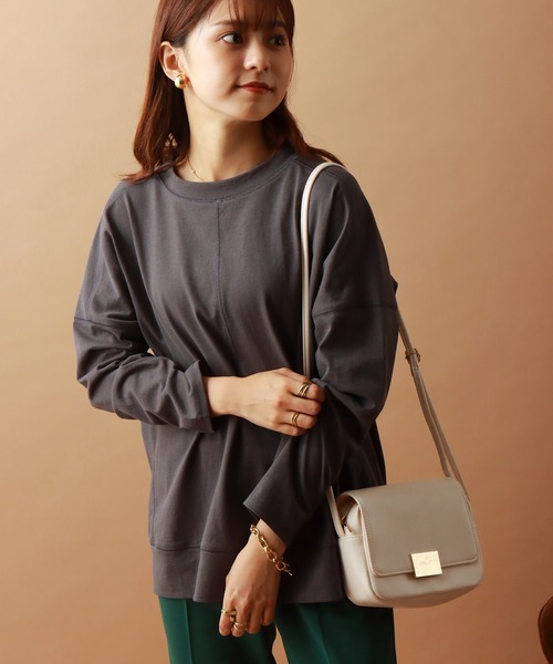 libelle more（リベル モア）の「USAコットン 天竺ドロップショルダー切替プルオーバー（Tシャツ/カットソー・レディース・チャコールグレー/ブラック/モスグリーン/グリーン系その他/ワイン/グレイッシュベージュ・M/L）」の17枚目の写真