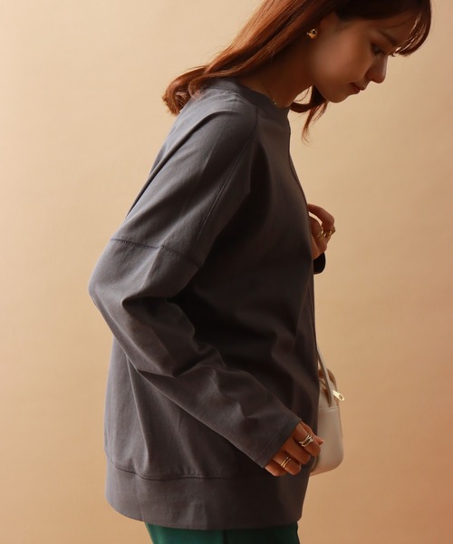 libelle more（リベル モア）の「USAコットン 天竺ドロップショルダー切替プルオーバー（Tシャツ/カットソー・レディース・チャコールグレー/ブラック/モスグリーン/グリーン系その他/ワイン/グレイッシュベージュ・M/L）」の18枚目の写真